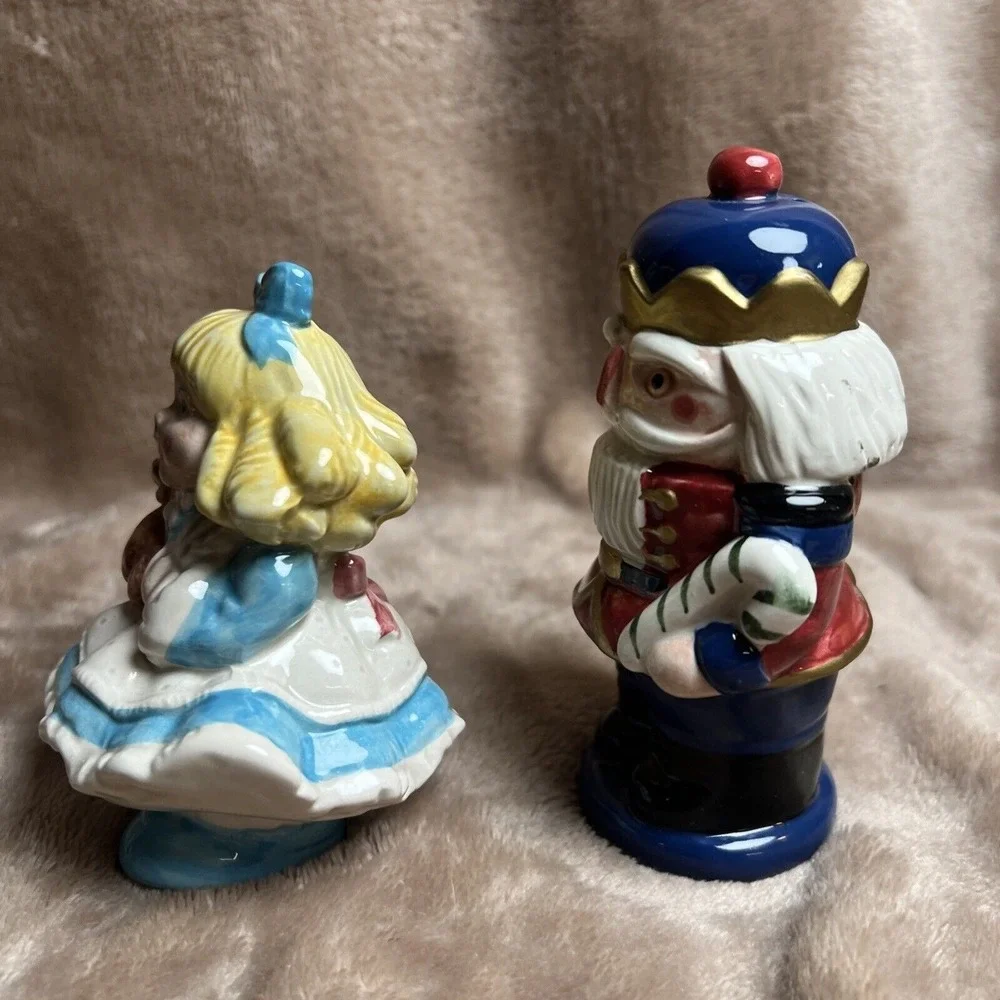 Fitz Floyd Vintage 1992 Nutcracker and Girl Salt and Pepper Shakers Set Blue Red